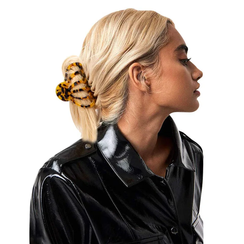 Fermagli per capelli con squalo acrilico a onda cava geometrica retrò per ragazze Accessori per capelli con forcine per temperamento ondulato
