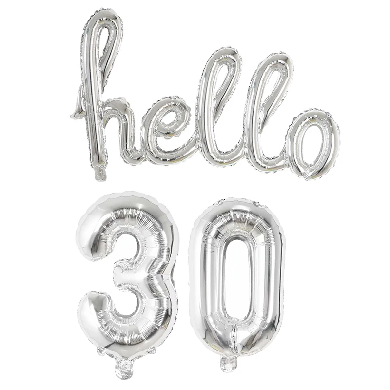 Rold Gold Silver Hello Foil Balloons Number Balloon Birthday 18 21 25 30 40 50 Years Old Aldult Birthday Party Decorations Kids