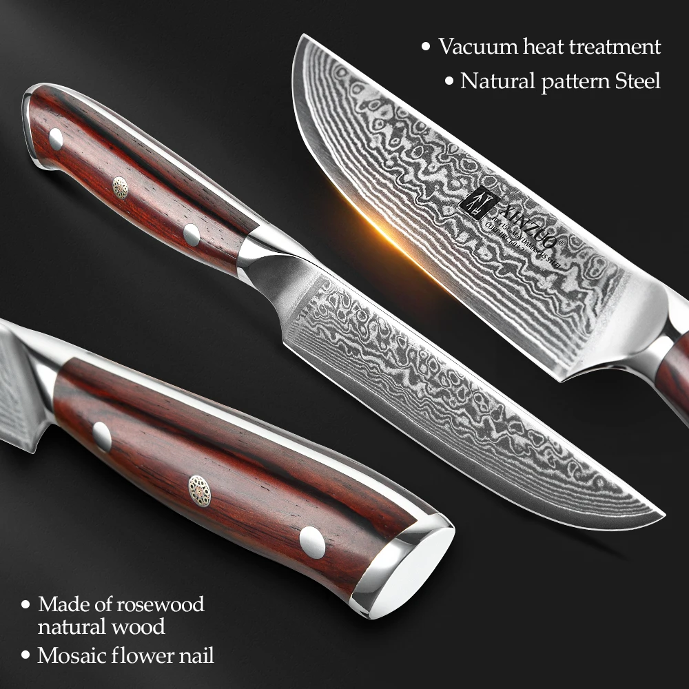 XINZUO 5\'\' Steak Knife High Carbon Damascus Steel Blade Kitchen Knife Razor Sharp New Arrival Chef Knife Beat Kitchen Tools