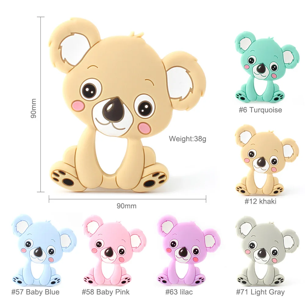 Keep&Grow Koala Silicone bead Baby Teether Food Grade Baby Teething Necklace Rodents DIY Pacifier Clip Baby Products