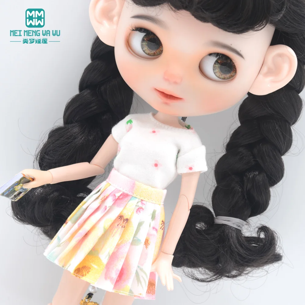 1pcs Blyth Doll Clothes fashion sweater three-piece Cardigan, skirt for 28-30cm Azone OB22 OB24 doll accessories