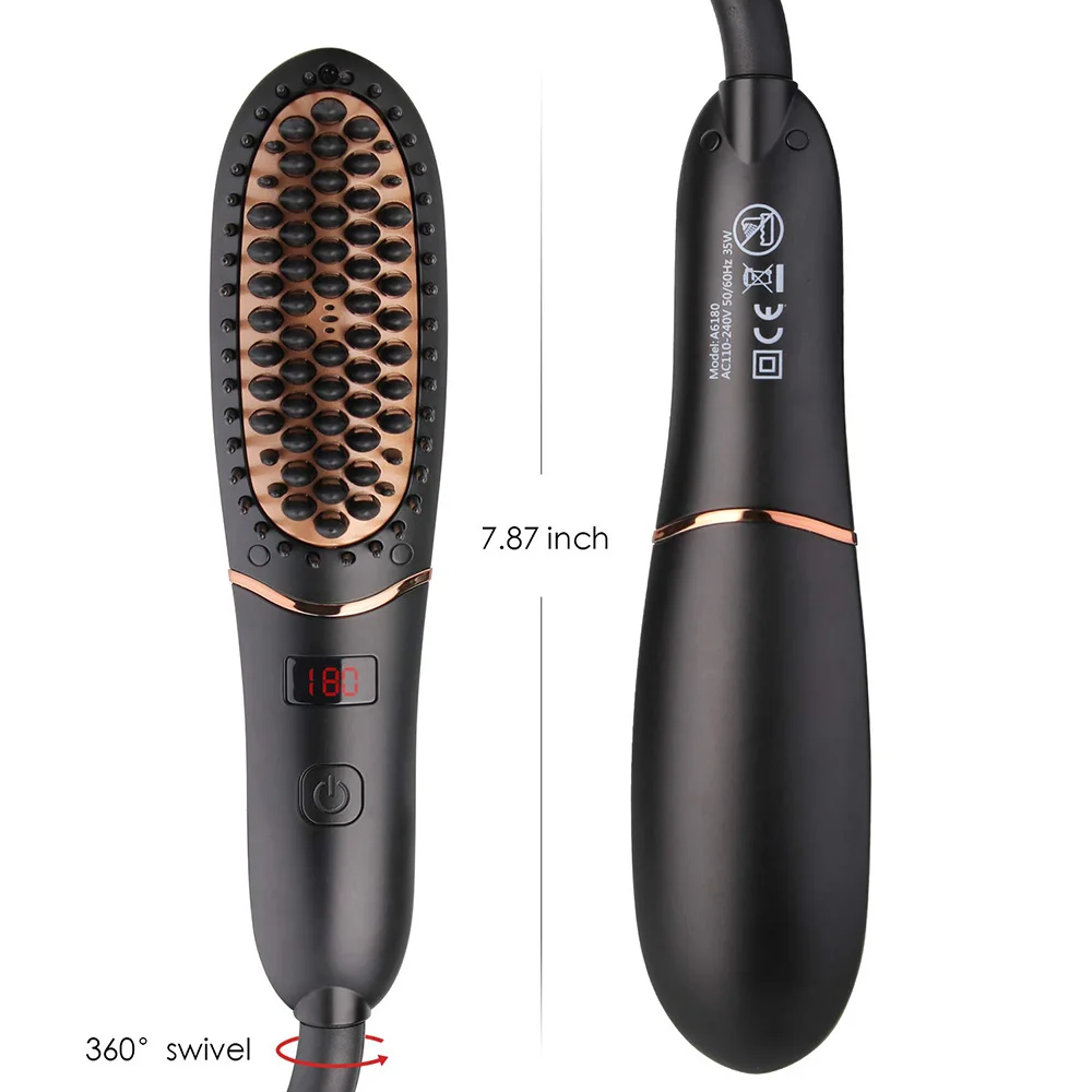 LED Display Hair Straightener Comb Electric Straightening Brush for Curler Used at Home Flat Iron Beard Shaping Styler Tool