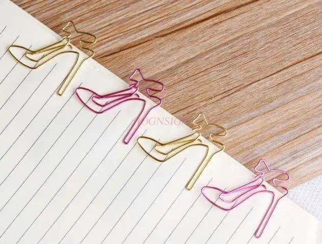 Elegante Cartoon Paper Clip, Pin Rosa, Golden Clip Mão, Forma Paper Clip, 8pcs