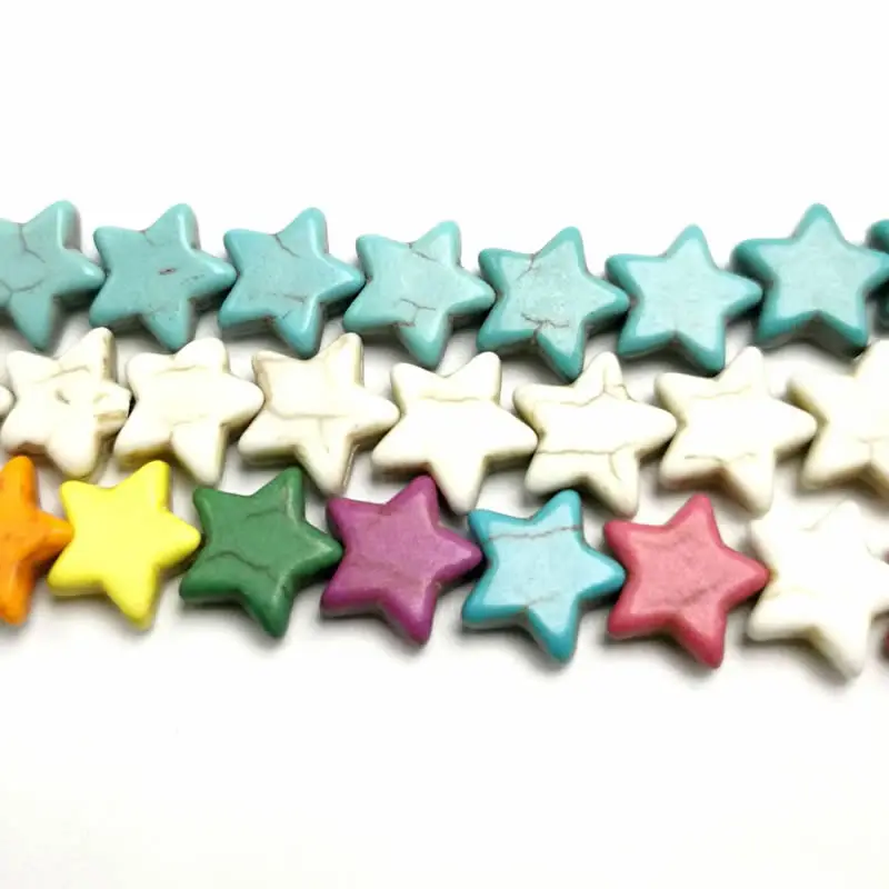 Mixed Color Pentagram Star Shaped Turquoises Stone Spacer Beads  DIY For Bracelet Necklace Making 12/15/20mm