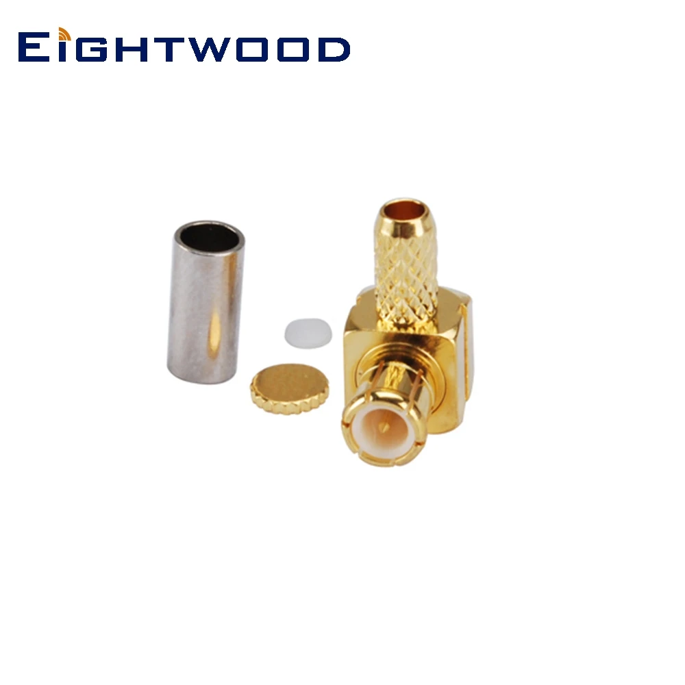 

Eightwood 10PCS MCX Crimp Plug Male RF Coaxial Connector Adapter Right Angle for LMR-100, RG174, RG316 Cable