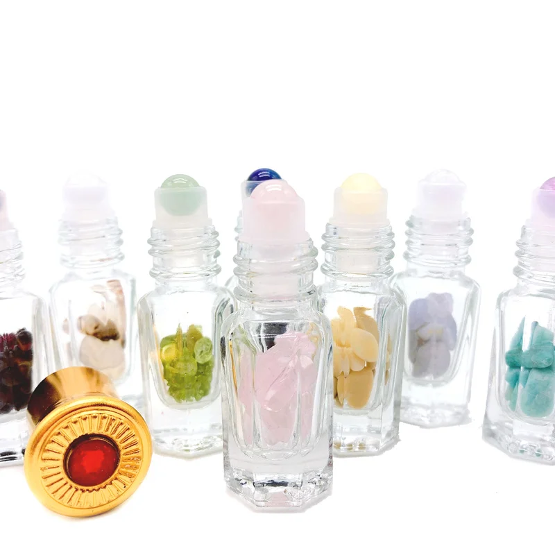 3ml Gemstone Quartz Roller Refillable Perfume Essential Oil Bottle Eye Roll Bottle Amethyst Garnet Lapis Lazuli 10pcs/lot P302