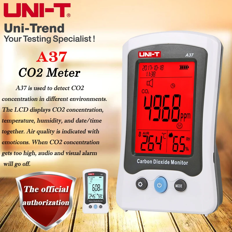 

UNI-T A37 CO2 Meter; CO2 concentration/temperature/humidity detector / home / industrial / laboratory