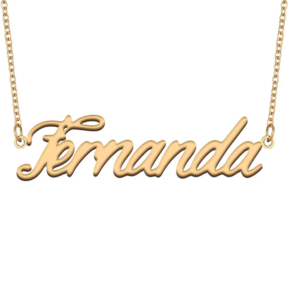 Fernanda Nameplate Necklace Women Personalized Stainless Steel Jewelry Name Pendant Femme Mothers Girlfriend Gift