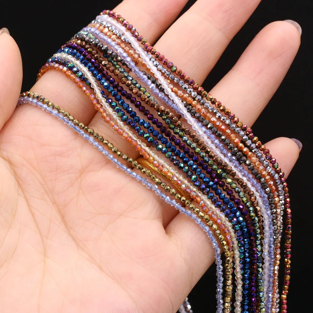 5pcsNatural Stone Crystal Color Plated Faceted Small Bead Multicolor 38CM Beaded Fashion DIY Necklace Bracelet CharmJewelry Gift