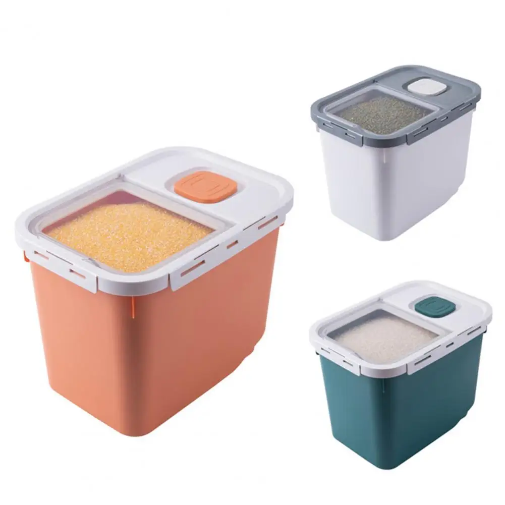 Dropshipping!!10 KG Kitchen Cereal Storage Rice Box Wheeled Design High Ceiling PP Home Food Organizer