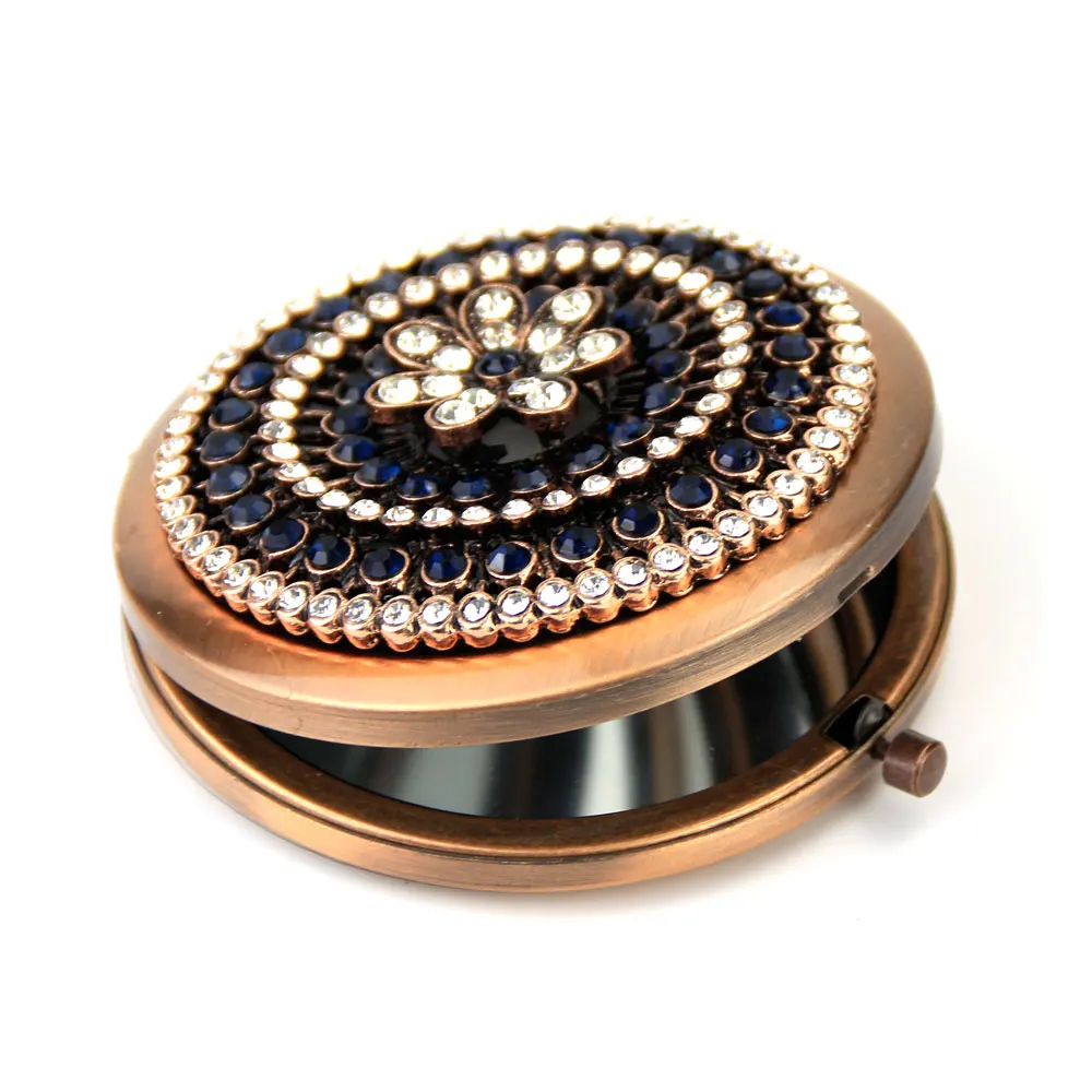 Sunspicems Vintage Moroccan Rhinestone 2-Face Portable Comb Set Makeup Mirror Cosmetic Mirror Turkish Deisgn Ethnic Bridal Gift