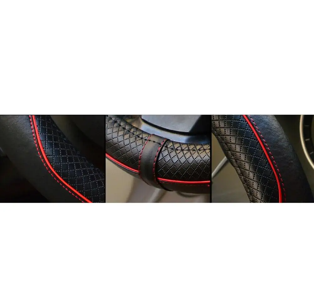 Coprivolante universale per auto da 38cm treccia in vera pelle per volante Cowhide Car volante Wrap