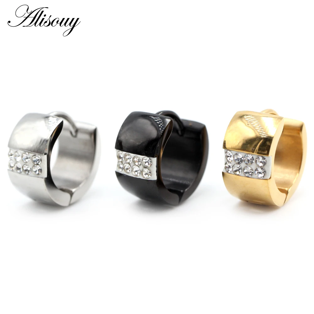 Alisouy 2pcs Punk Stainless Steel Carving Wheat Ears Ear Earring Women Men Circle Hoop Earrings Piercing body Jewelry