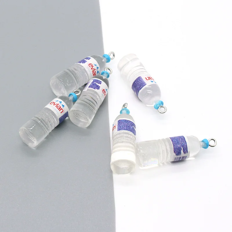 10pcs Simulation Resin Water Bottle Earring Charms Kawaii 3D Drink Keychain Pendants Phone Accessory DIY Charm For Jewelry Make