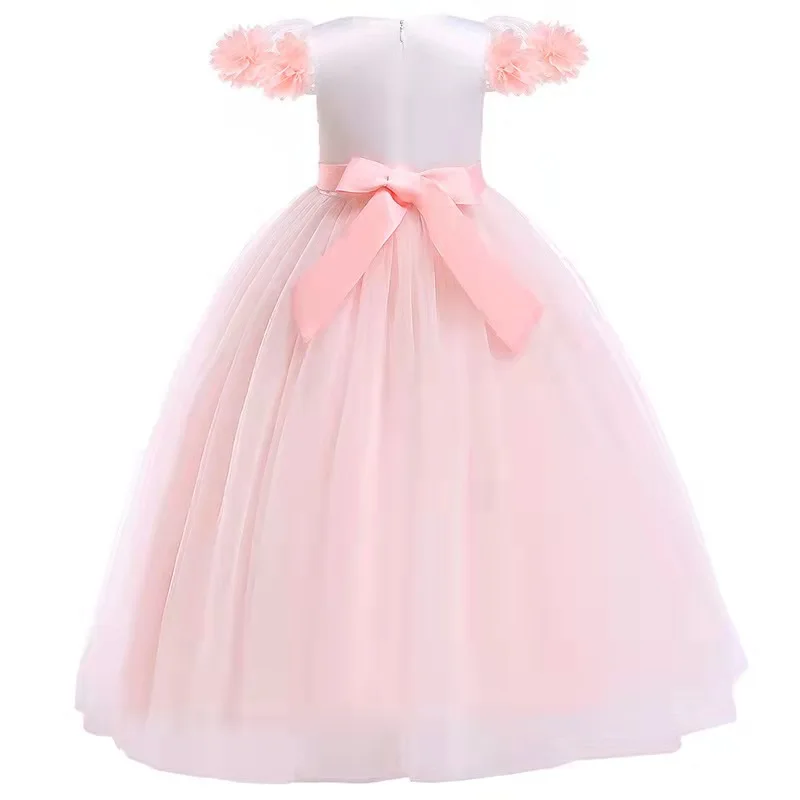 Pink Princess Dress Baby Girl Ball Gown Toddler Bridesmaid Dress 3-7Years Evening Dresses Kid Girl Ceremonial Robe OLOME Vestido