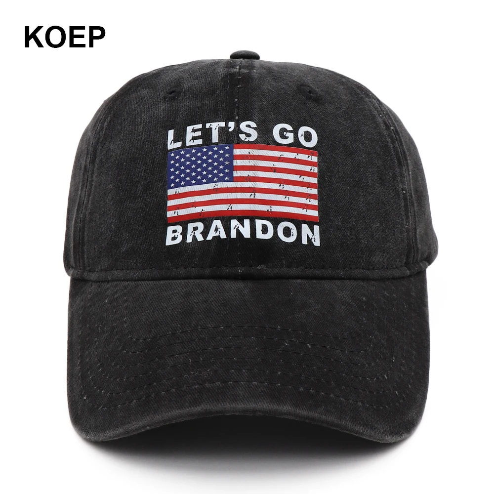 New Donald Trump 2024 Water Wash Baseball Caps LET'S GO BRANDON Print Snapback President Hat Wholesale Drop Shipping Hats LGB-3