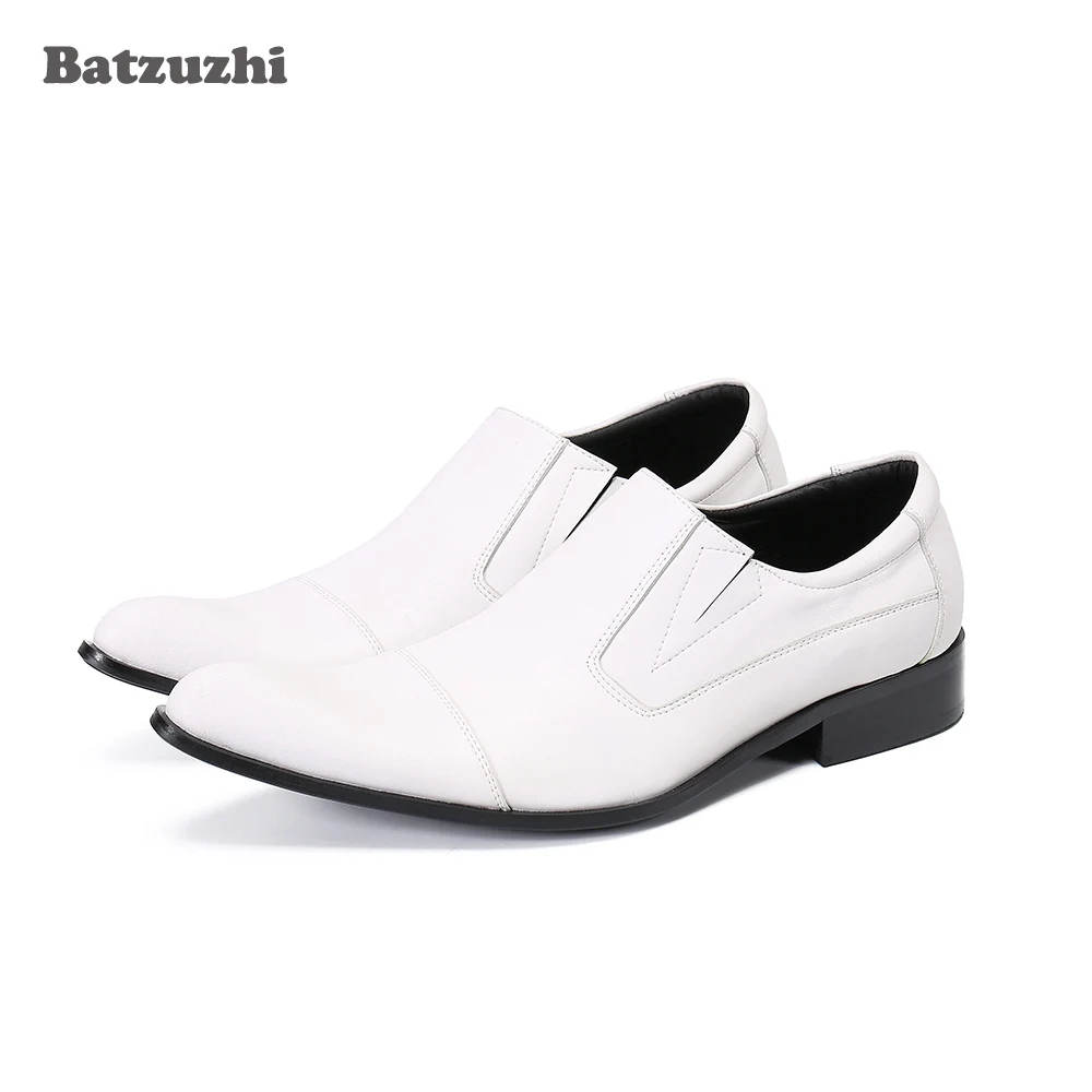 

Batzuzhi Luxury Handmade Men's Shoes Pointed Toe Genuine Leather Dress Shoes Men White Business&Wedding Shoes Chaussures Hommes