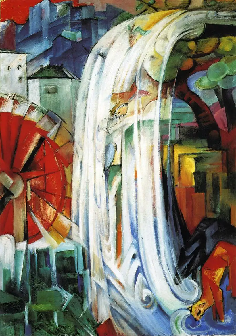 

100% handmade Oil Painting reproduction on linen canvas,The enchanted mill 1913 by Franz Marc,Free Shipping,High Quality