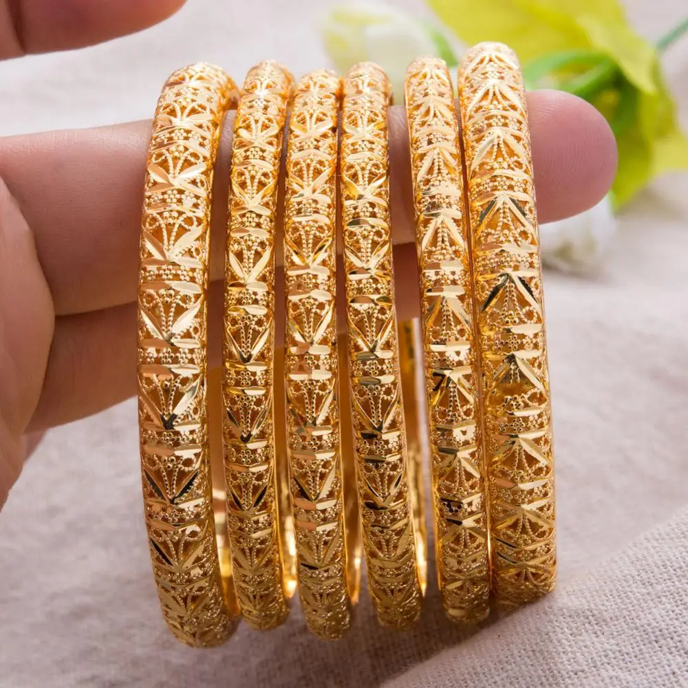 

Luxury Honorable 24k Dubai Gold Color BangleFor Women Ethiopian African Bridal Wedding Bracelet Gifts