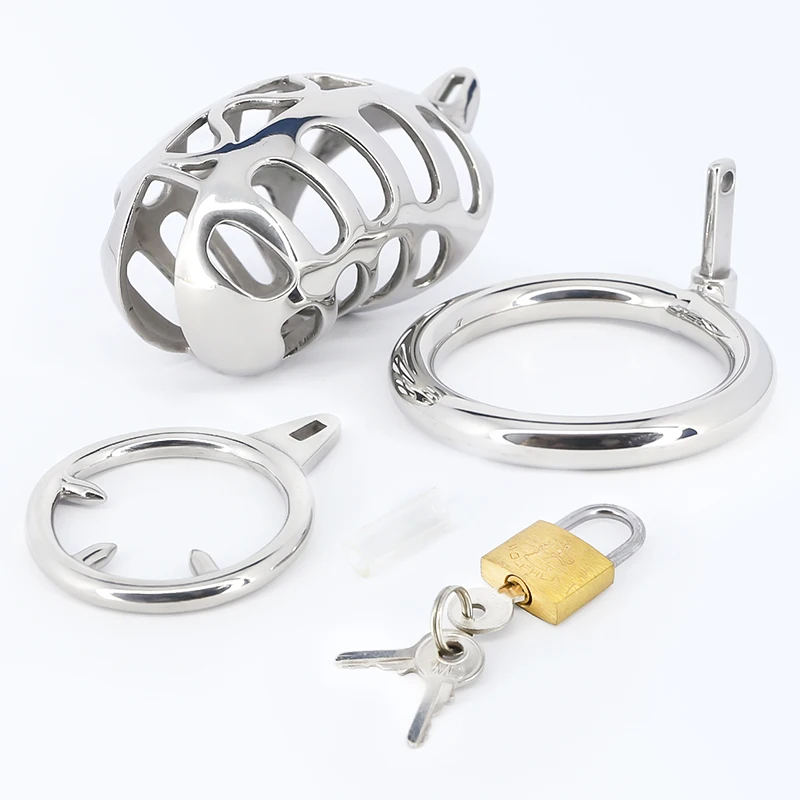 

Male Chastity Cage 316L Stainless Steel Cock Cage Glans Lock Ring Penis Prison Delay Ejaculation BDSM Sex Toys For Men C006/C008