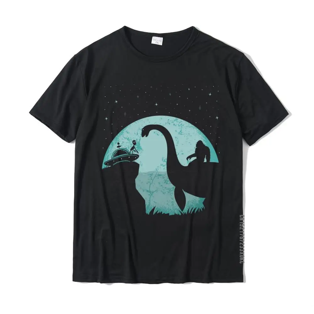 Bigfoot Riding Loch Ness Monster Sasquatch Ufo Abduction Hip HopSimple Style Tops Shirt Family Cotton Mens Top T-Shirts