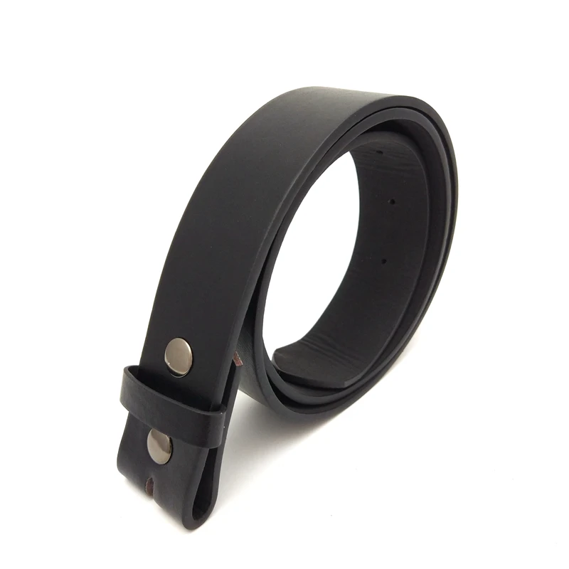 Cinturón de cuero PU negro sin hebilla para hombre, accesorio de bricolaje, 105 a 130cm de largo, 3,8 cm de ancho