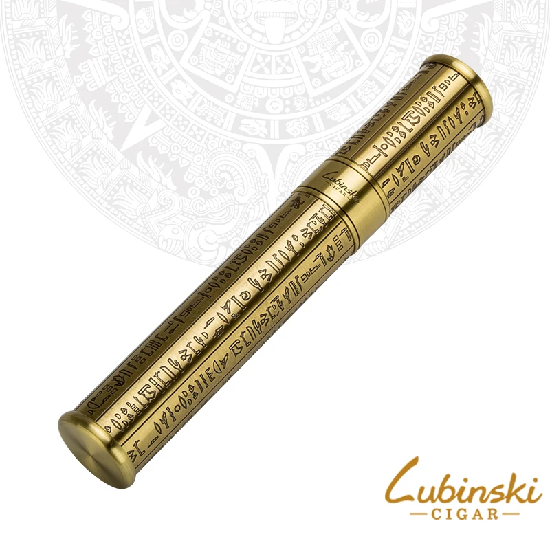 

New Arrival LUBINSKI Vintage Metal Stainless Steel Travel Cigar Humidor Tube Single Cigar Case Holder Tubes For Cigars