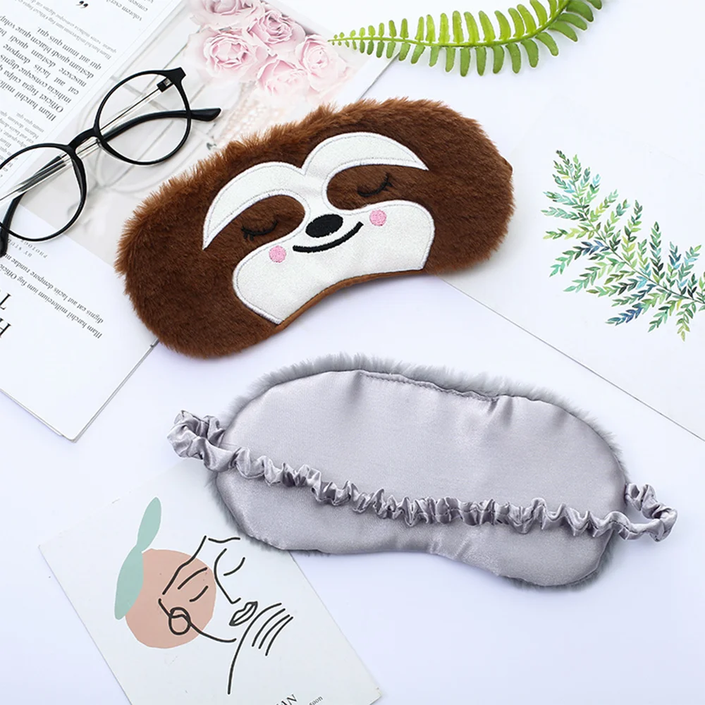 Cute Sloth Cartoon Sleep Eye Mask Plush Eye Cover Sort Sleeping Mask Travel Naps Rest Eye Patches for Women Man to Sleep Better