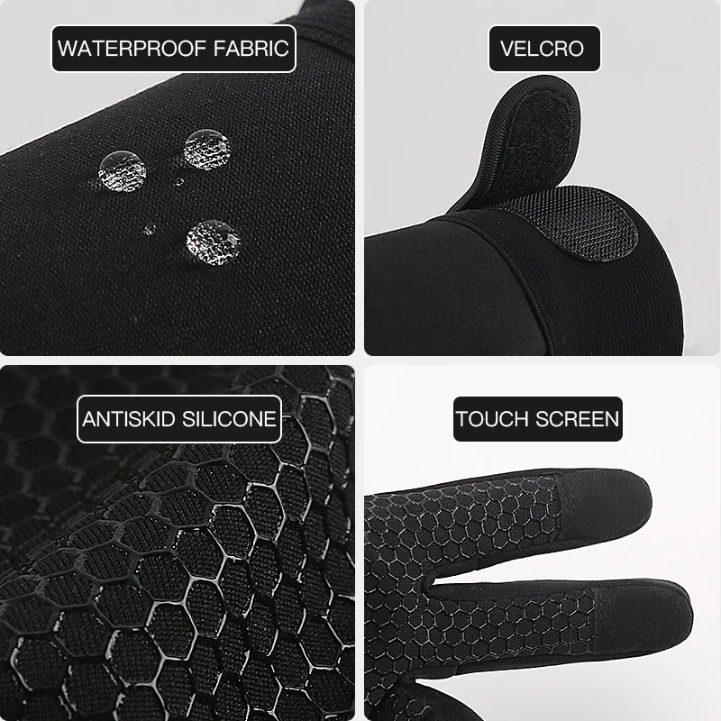 Winter Cycling Gloves With Wrist Support Touch Screen Bicycle Gloves Outdoor Sports Anti-slip Windproof Bike Full Finger Gloves