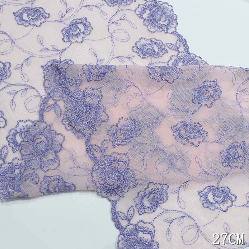

About 29Yds Pink Mesh Blue Purple Flower Embroidered Lace Trim Bilateral Handmade DIY Sewing Craft Mesh Lace Trim Bra Decoration