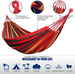 Portable Hammock Single People Outdoor Garden Sports Home Travel Camping Swing Stripe Canvas Hang Bed Hammock