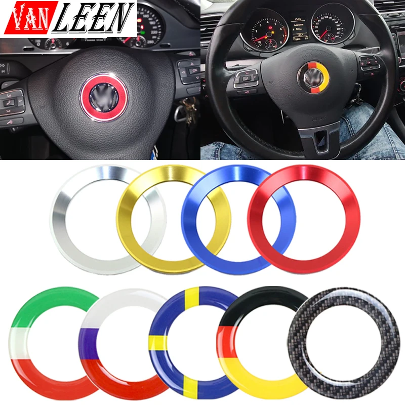 Car Styling Steering Wheel Ring Case For VW Passat B6 B5 B7 B8 B9 CC Golf 5 7 6 Jetta Tiguan T-ROC Lavida Bora Scirocco Sticker