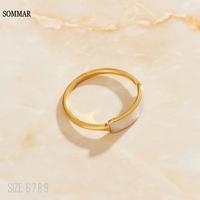 SOMMAR Hot Gift steel stainless color size 5 6 7 8 9 Girl rings Reduced White Shell ring men men jewelry
