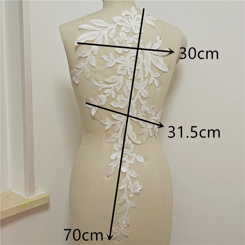 large  flowers appliuqe  embroidery lace with sequinces  appliques Patch bridal dreses DIY lace pieces fabric