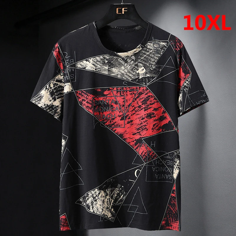 Oversize T-shirts Men Big Size 10XL Tops Tees Summer Hip Hop Casual Print Tshirts Plus Size 9XL10XL Clothes Cool HX455