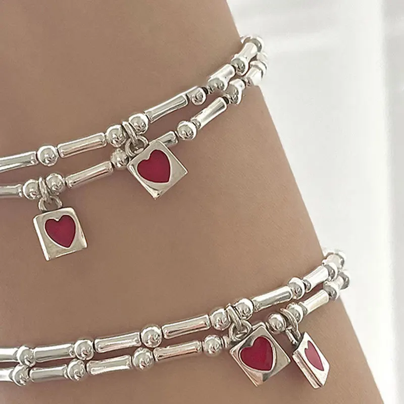 FOXANRY Silver Color Bracelets for Women New Trendy Elegant Creative Bamboo Joint Design LOVE Heart Bangles Party Jewelry
