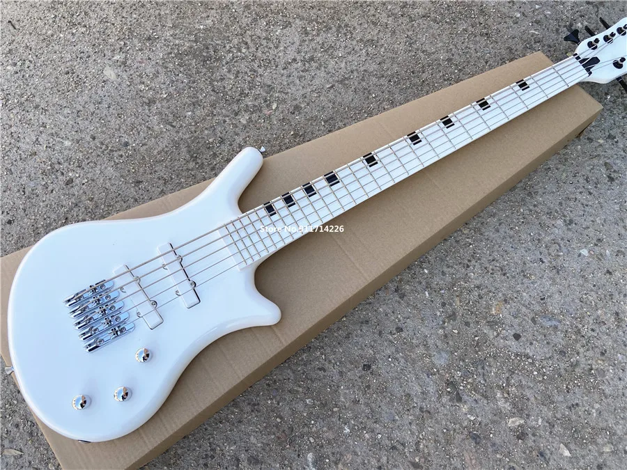 Custom version white 5 string electric bass black and white lattice can be customized free shipping