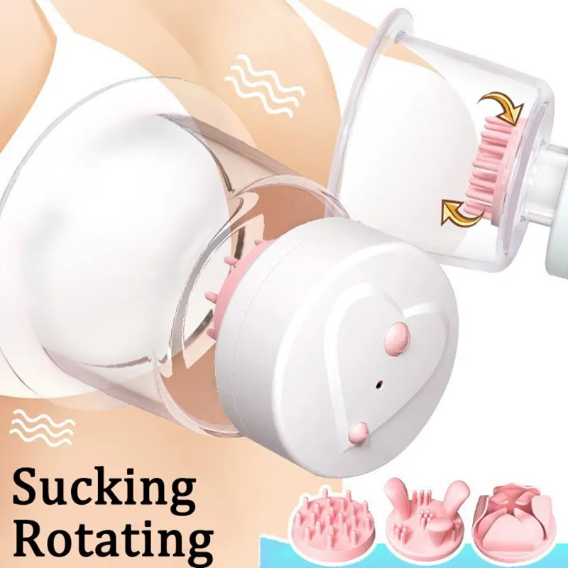 Sex Shop New Rotating Sucking Breast Pump Bra Massager Chest Vibrator Nipple Sucke Cup Breast Enlargement Sex Toys For Women