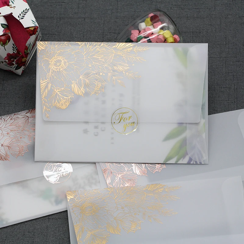 5pcs/lot Bronzing Transparent Envelopes Litmus Paper Envelopes For Wedding Invitation Envelopes for Cards