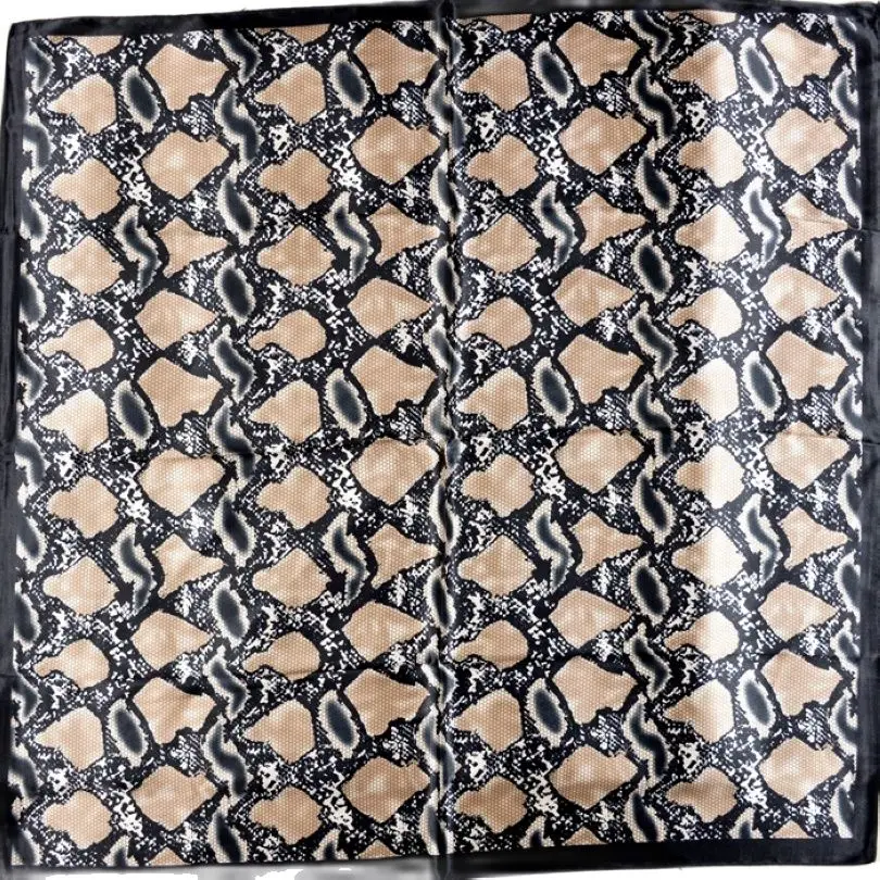 [BYSIFA] Snake Print Black Satin Square Scarves Headscarves 90*90cm Winter Women Shawls Scarves Wraps Summer Air-condition Shawl