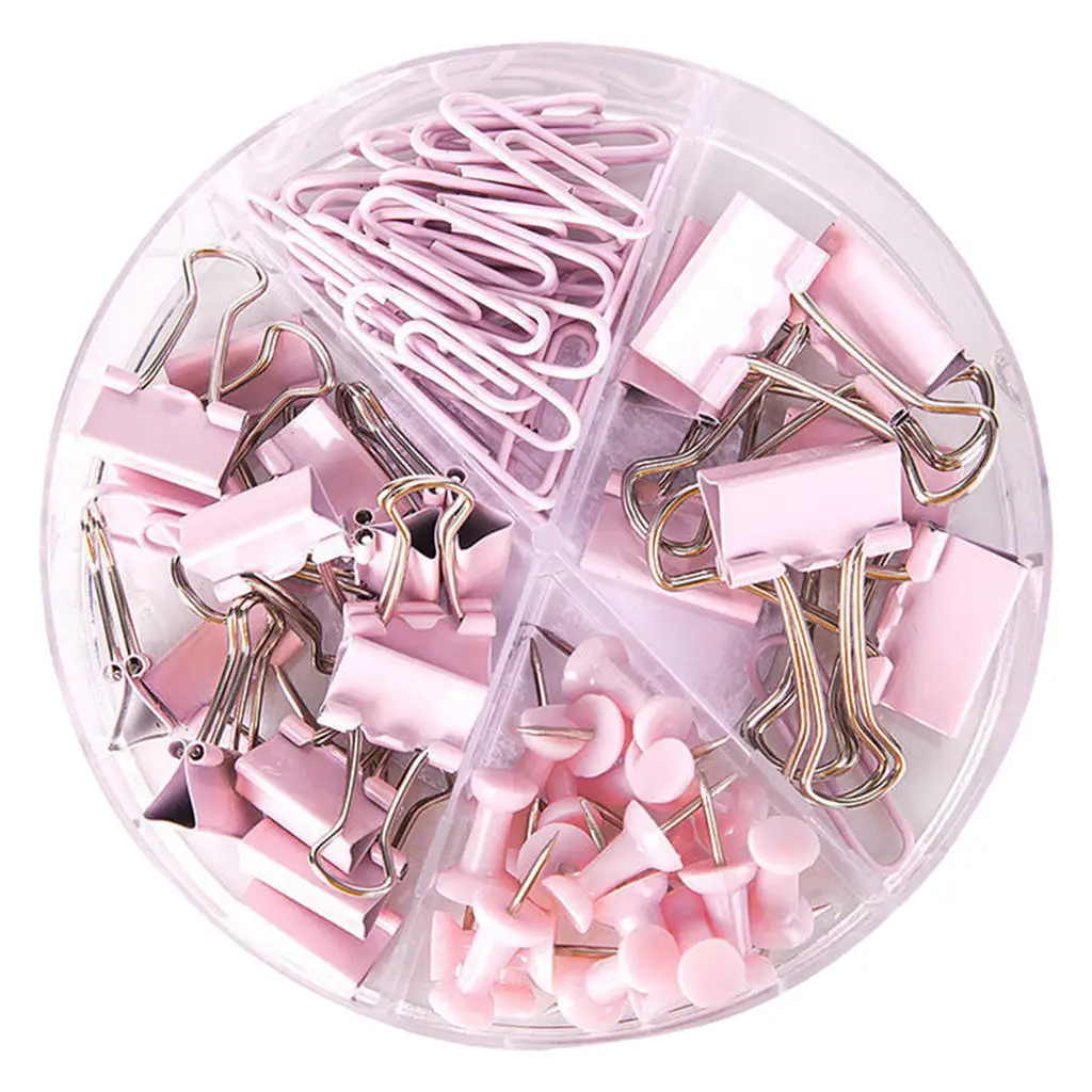 72 Pieces Binder Clips Kits Paper Clips Push Pins with Organize Box Long Tail Clip Desk Supplies Combination Kit for School Home