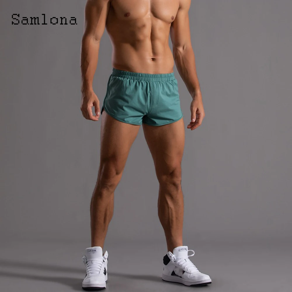 Samlona Plus Size Men\'s Fashion Leisure Shorts Sexy Elastic Waist Short Pants 2022 Summer New Casual Beach Shorts Male Clothing