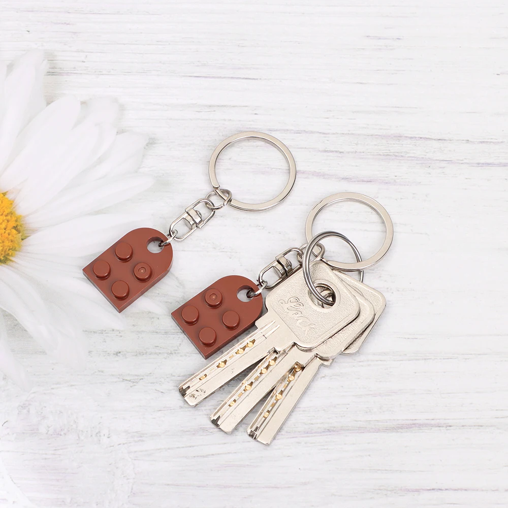 1Pair Fashion Cute Love Heart Building Block Keychains Couples Friendship Separable Love Heart Brick Key Ring Jewelry Gifts