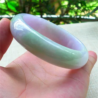 Natural Burmese jade 54-64mm light purple two-tone bracelet, elegant princess jewelry, best gift