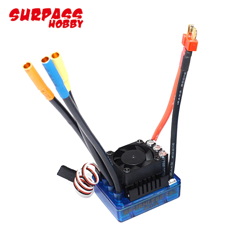 Surpass Hobby 3674 1580KV/1900KV/2250KV 4P Sensorless Brushless Motor 120A 2-4S ESC Program Card For 1:8 RC Car Truck On-road