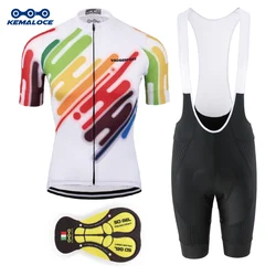 KEMALOCE 2022 Men Mountain Cycling Wear Set Summer Short Road Race Bike Clothes Suits Cycle Jersey Colorful Bicycle Shirts Kits