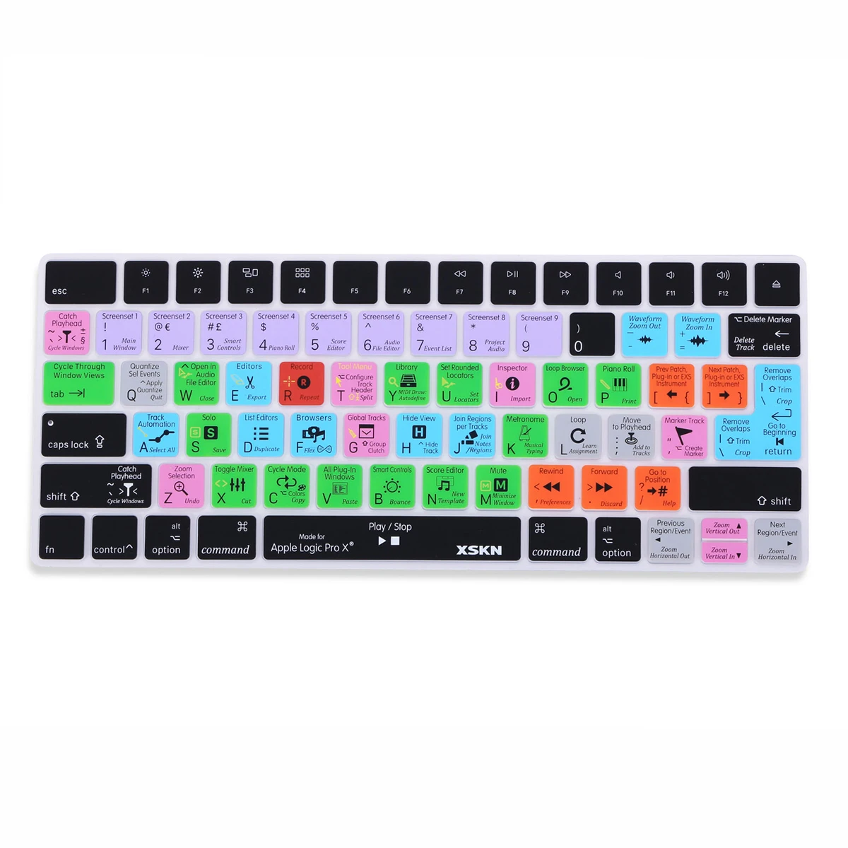 XSKN for Apple Magic Keyboard Logic Pro X Shortcut Silicone Keyboard Cover Skin Functional Hotkeys Protective Cover Sticker