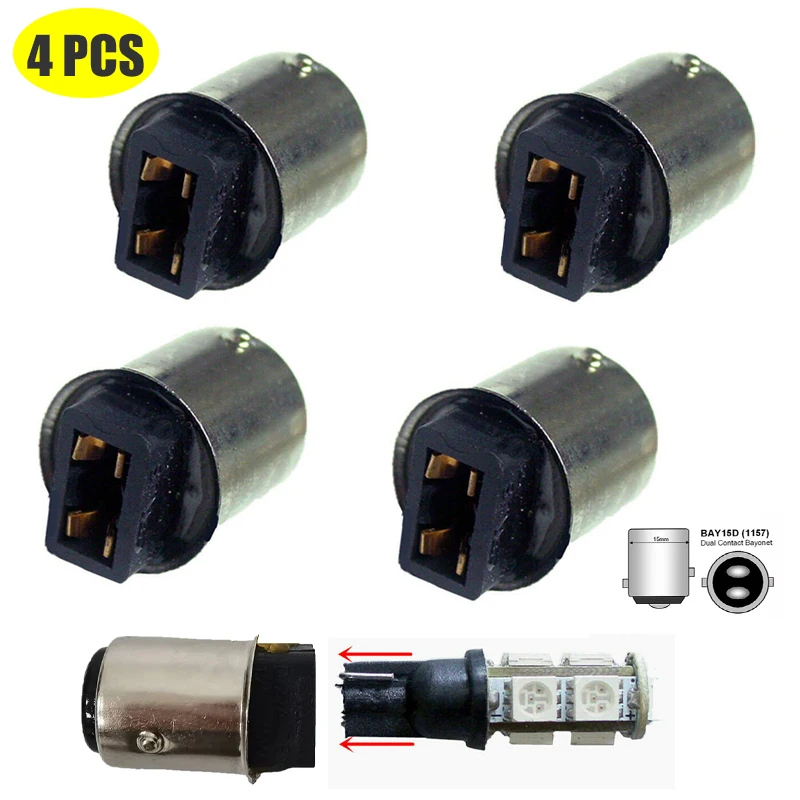 

4 шт. T10 W5W 168 194 до 1157 BAY15D два контакта Светодиодная лампа Регулируемый адаптер трансформатор разъем 1157 держатель