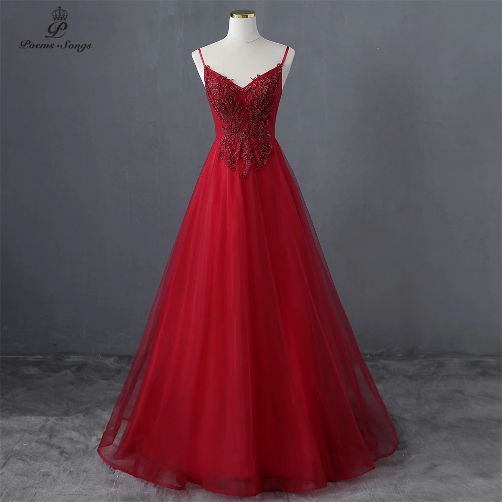 Sexy Burgundy color A_line style Evening dress  prom dresses evening gowns vestidos de fiesta robe de soirée de mariage