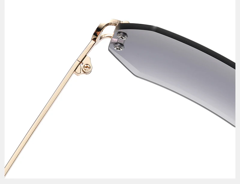 Kachawoo achteckige Sonnenbrille, randlos, Metall, für Herren, modische Sonnenbrille, für Damen, rechteckig, rahmenlos, blau, braun, rosa, europäischer Stil – Detail 14